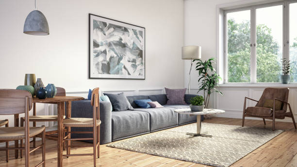 istock Modern scandinavian living room interior - 3d render 1281778775