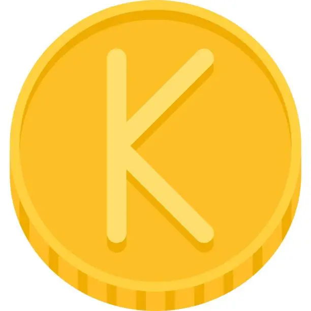 Vector illustration of Kyat Kina or Kwacha coin, currency of many countries