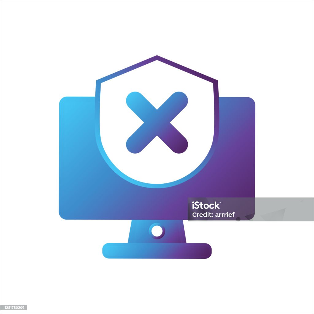 Safe Computing Sign Computer Illustration Computer With Shield And Checkmark Symbol Concept ...