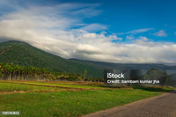 Mountains Velliangiri View With Blue Sky And Green Fores Stock Photo - Download Image Now