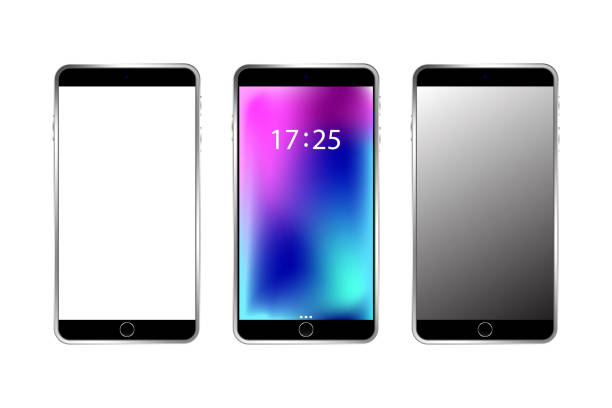 istock Cellular telephone. Smartphone color screen. Realistic phone mockup. Vector illustration. Stock image. 1281785422