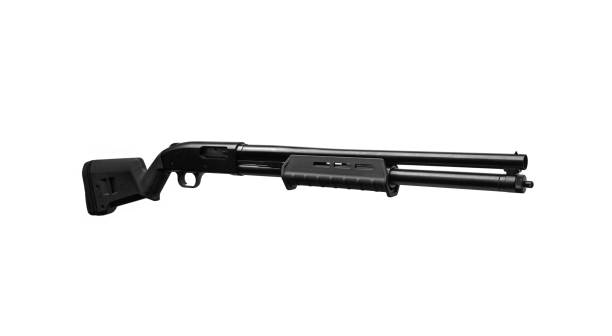 istock Modern pump action shotgun isolate on a white background. Weapons for hunting, sports and self-defense. 1281785443