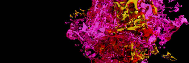istock 3D render, Glossy shiny liquids Splash, Abstract fluid background 1281786377