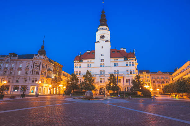 istock Opava city hall at night 1281787742