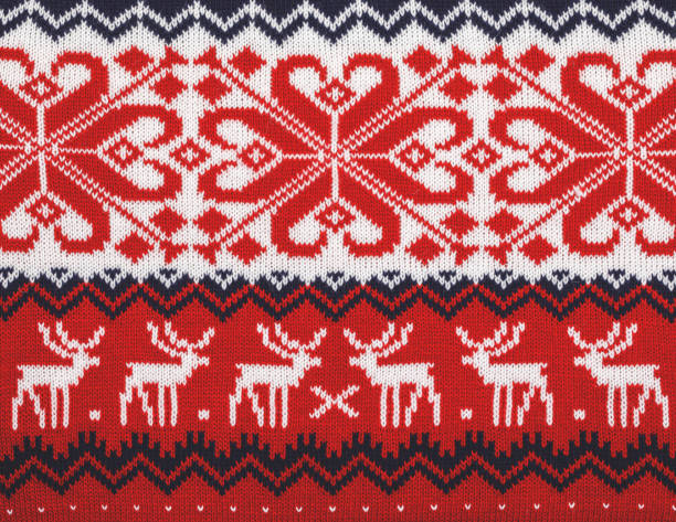 istock Knitted fabric with nordic geometric ornament 1281787957