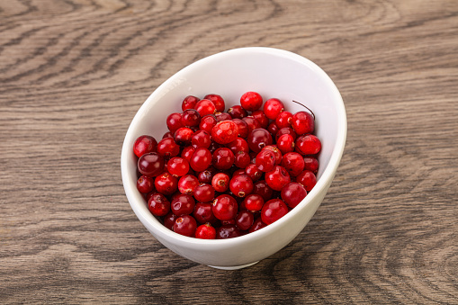Sweet and tasty organic cranberry in the bowl