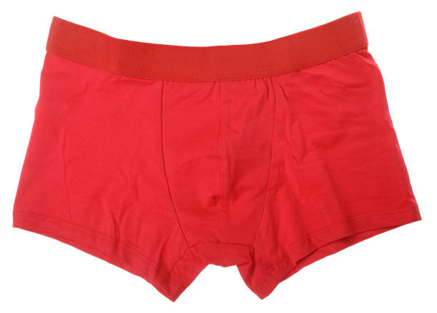 istock Pair of red boxer briefs isolated on white 1281788974