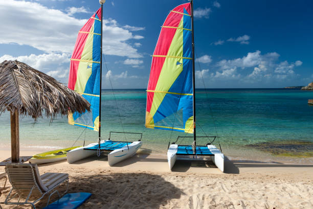 istock Catamarans on a tropical beach in Virgin Gorda 1281791844