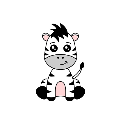 Cute Zebra Sitting Cartoon Baby Zebra Character Stock Illustration -  Download Image Now - Africa, Animal, Animal Body Part - iStock