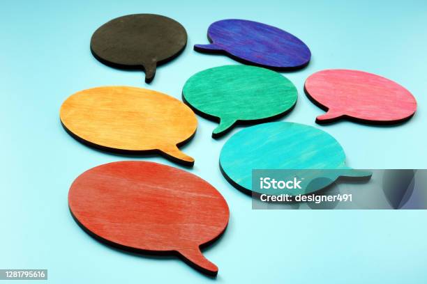 Multi Language Diversity And Communication Concept Colorful Quote Bubbles Stock Photo - Download Image Now
