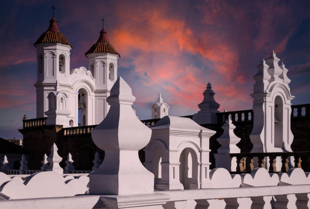 Sunset at San Felipe Neri monastery in Sucre, Bolivia stock photo