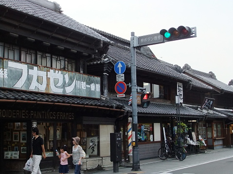 Kawagoe, Saitama, Japan - August 15, 2010: Kawagoe is an unique and traditional town in Japan. It is designated as one of the traditional buildings conservation area in Japan. Famous for Japanese sweets and warehouse style.