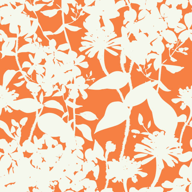 Silhouettes of herbs and meadow wildflowers. Botanical seamless pattern. Modern summer background in nature motif. Floral shadows. Imprint plants. Designed for fabric, print for dress, clothes. Silhouettes of herbs and meadow wildflowers. Botanical seamless pattern. Modern summer background in nature motif. Floral shadows. Imprint plants. Designed for fabric, print for dress, clothes. fashion spring stock illustrations