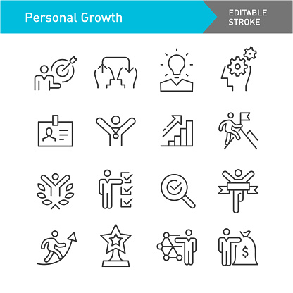 Personal Growth Line Icons (Editable Stroke)