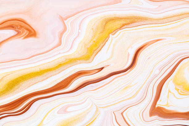 istock Fluid art texture. Abstract backdrop with mixing paint effect. Liquid acrylic artwork with beautiful mixed paints. Can be used for interior poster. Golden, brown and white overflowing colors. 1281802788