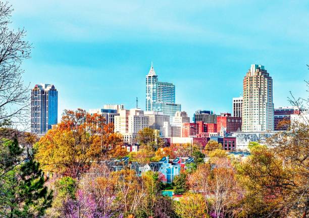 Raleigh NC Skyline Closeup stock photo