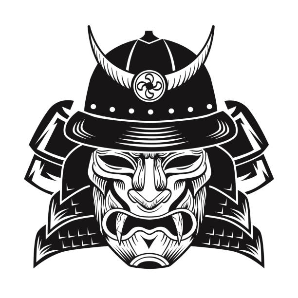Samurai With Black Mask Stock Illustration - Download Image Now - Demon -  Fictional Character, Samurai, Warrior - Person - iStock