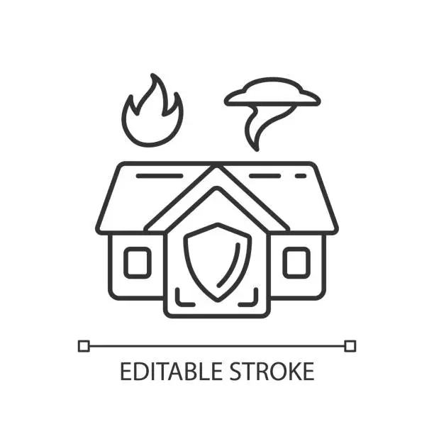 Vector illustration of Emergency shelter linear icon