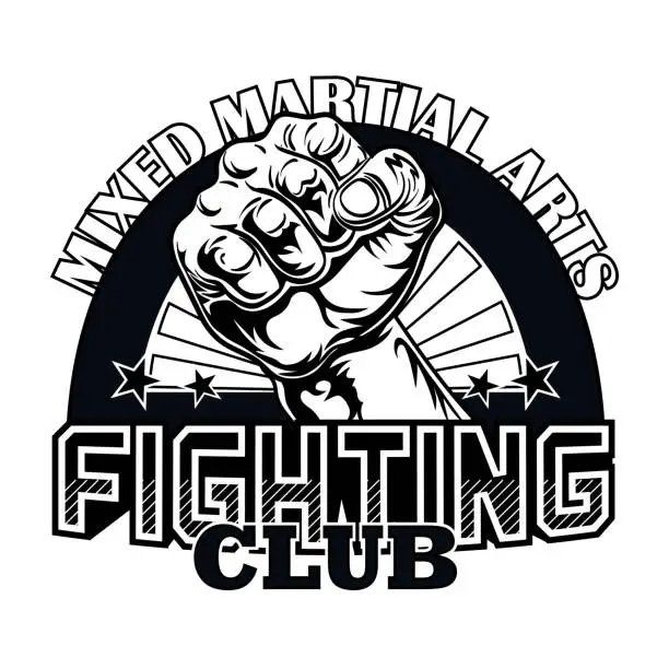 Vector illustration of Fight club emblem with big fist