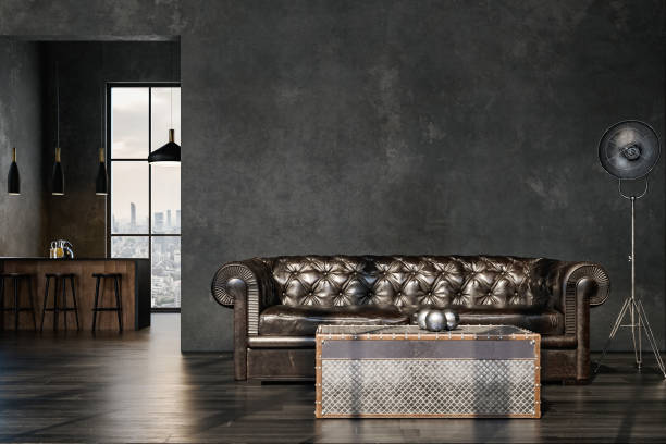 istock Living room interior in loft, industrial style 1281810578