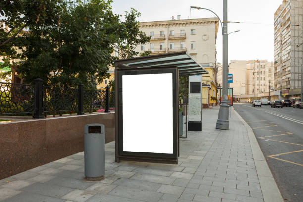 istock Advertising billboard stand mock up on the bus stop. 1281811264