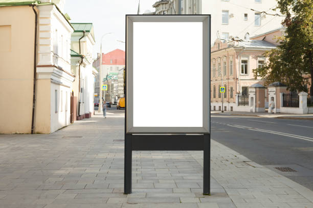 istock Advertising billboard stand mock up on the street. 1281811282