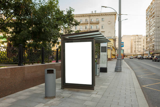 istock Advertising billboard stand mock up on the bus stop. 1281811291