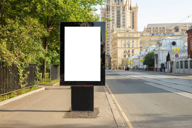 istock Advertising billboard stand mock up on the street. 1281811336