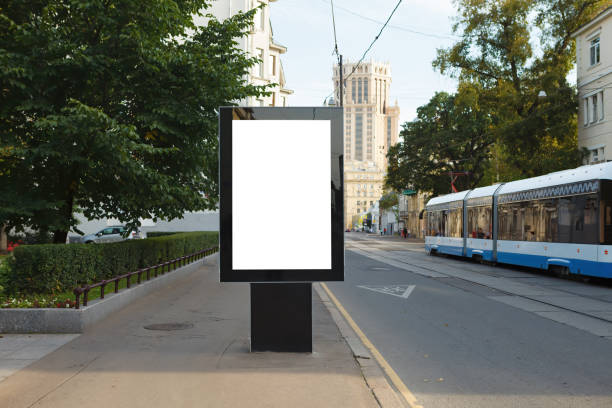 istock Advertising billboard stand mock up on the street. 1281811360