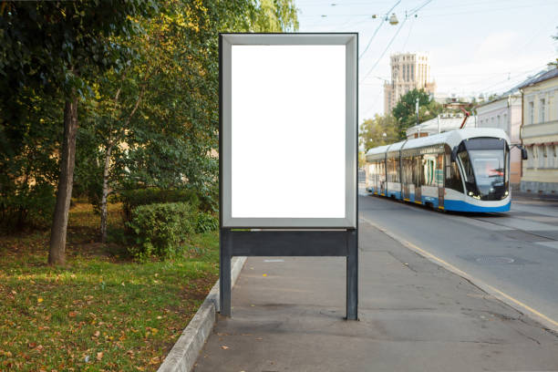 istock Advertising billboard stand mock up on the street. 1281811464