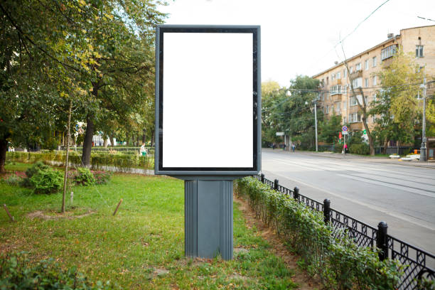 istock Advertising billboard stand mock up on the street. 1281811544