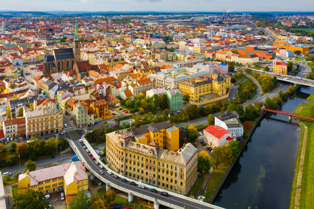 istock Panoramic view from the drone on the city Plzen. Czech Republic 1281811924