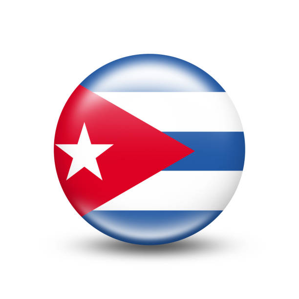 ilustrações, clipart, desenhos animados e ícones de bandeira do país de cuba na esfera com sombra branca - paper dirty ephemera backgrounds