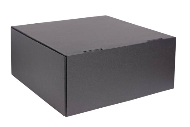 istock Large black cardboard box for expensive gifts. Isolated on a white background 1281824027