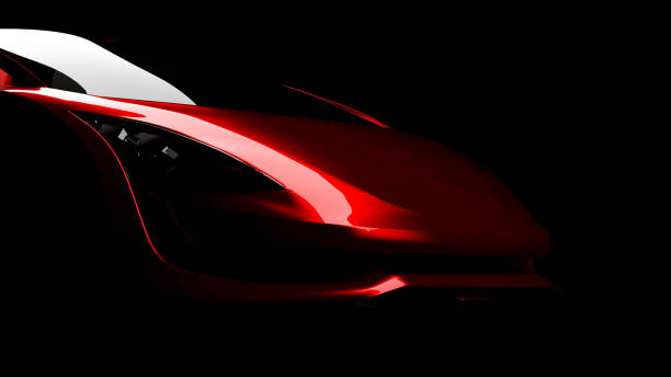 istock red sportscar silhouette on black background 1281825036