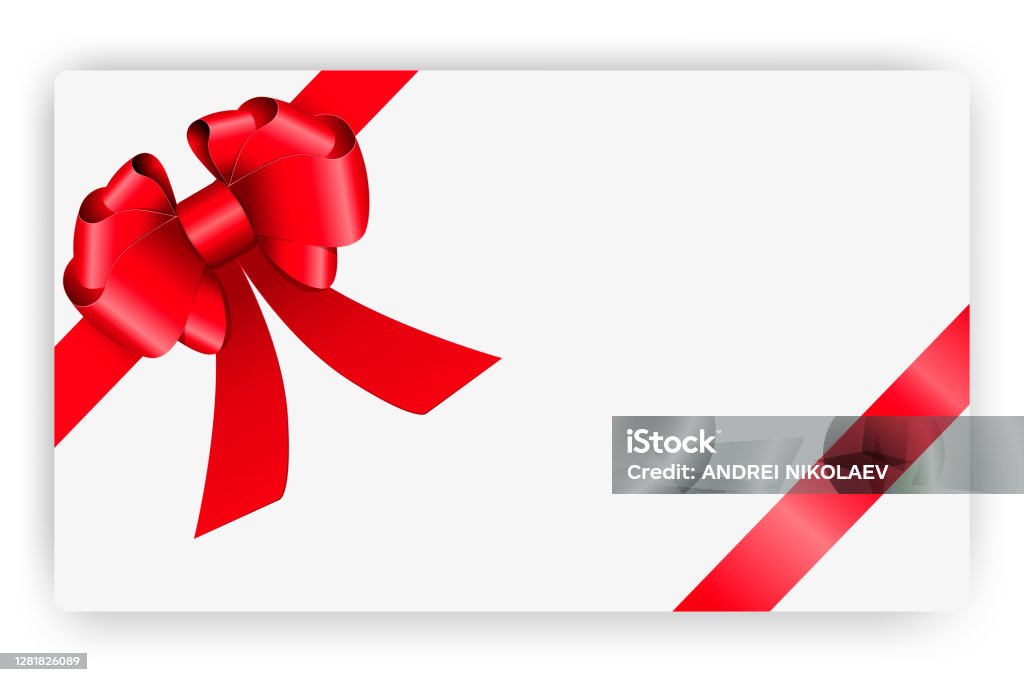 Red Ribbon Mockup Mockup Greeting Card On A White Background With A Red Bow And Red ...