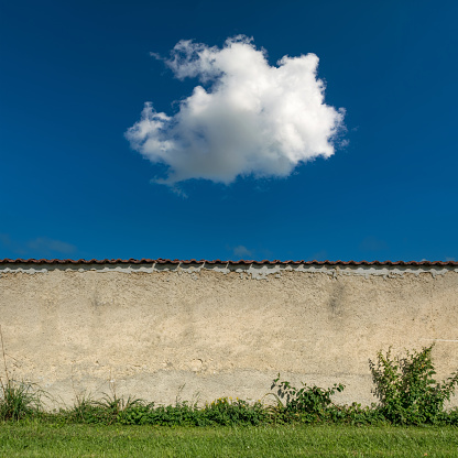 walled garden under lonely cloud