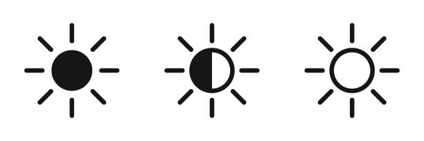 Brightness contrast icon set. Vector bright intensity symbols. Brightness contrast icon set. Vector bright intensity symbols on white background. compare-icon stock illustrations