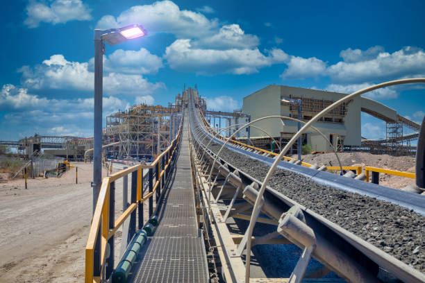 conveyor belt at a diamond mine conveyor belt at a diamond mine at the recovery plant in Botswana mining conveyor belt stock pictures, royalty-free photos & images