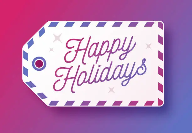 Vector illustration of Happy Holidays Gift Tag