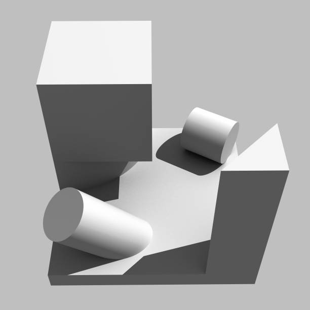 istock Abstract architectural composition. Modern abstract sculpture. Structure from geometric volumes. 3D illustration. 1281847465