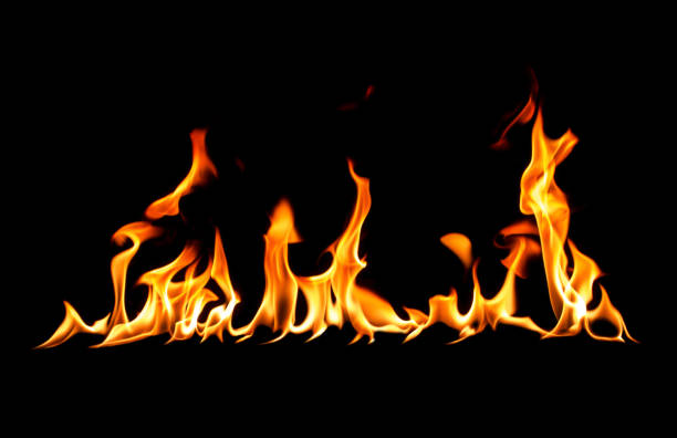 Fire flames abstract on black background. stock photo