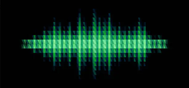 Vector illustration of Audio or music shiny sound waveform with triangular filter