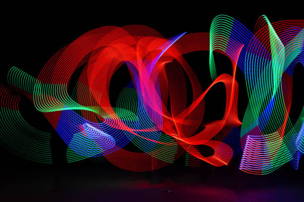 Lightpainting Photography Dancing Lines Multicolor picture, dancing lines, light painted with led leghts lightpainting stock pictures, royalty-free photos & images