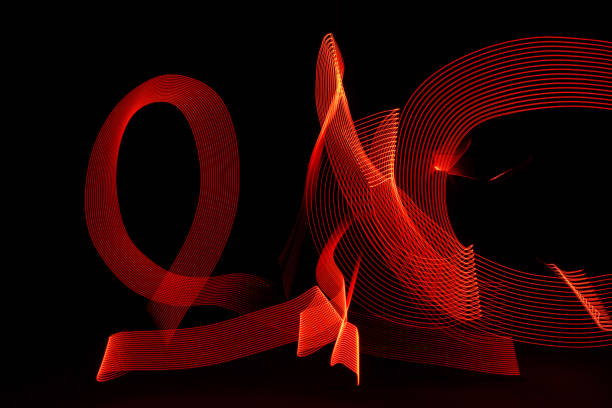 Multicolor picture, dancing lines, light painted with led leghts
