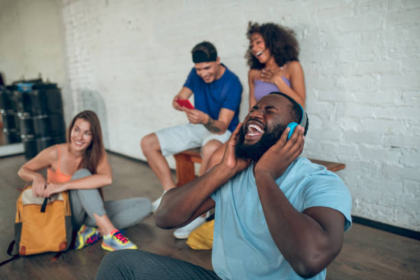 istock Man listening to music while having a rehearsal 1281862661