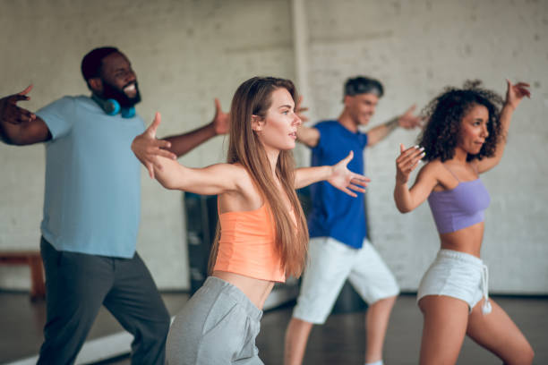 istock Group of people learning to dance jazz-funk 1281862703