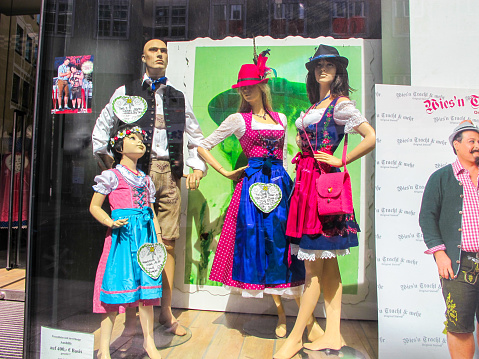In April 2015, people could buy traditional folkloric clothes in Munich shops in Germany.