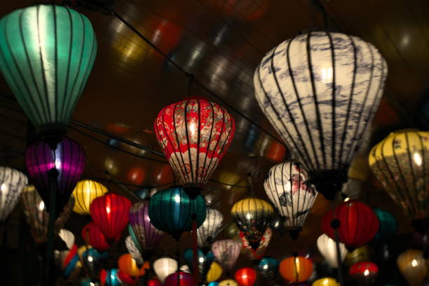istock Soft Focus Chinese lanterns in bright colors 1281871600