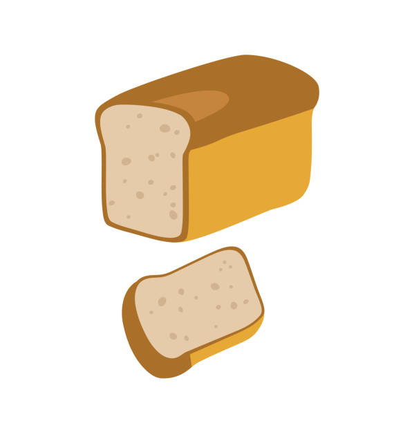 흰 빵 휴식과 빵 벽돌 조각의 벡터 그림. - brown bread illustrations stock illustrations